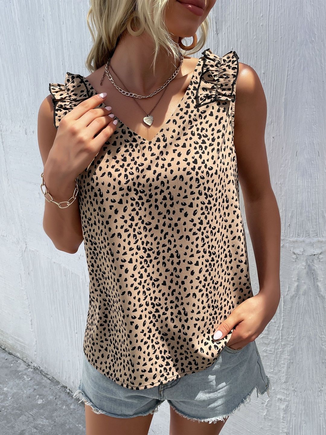 Animal Print Ruffles Top