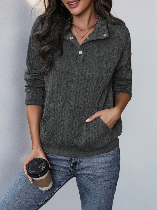 Hooded Sweatshirt in Grey Cotton Style 245 - Nowi Korean Fashion