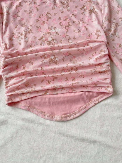 Romantic Florals Printed Top with Skirt