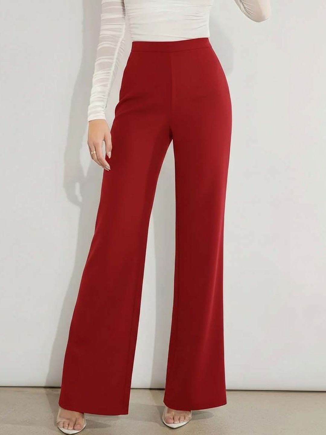 Women Straight Fit Wrinkle Free Trousers