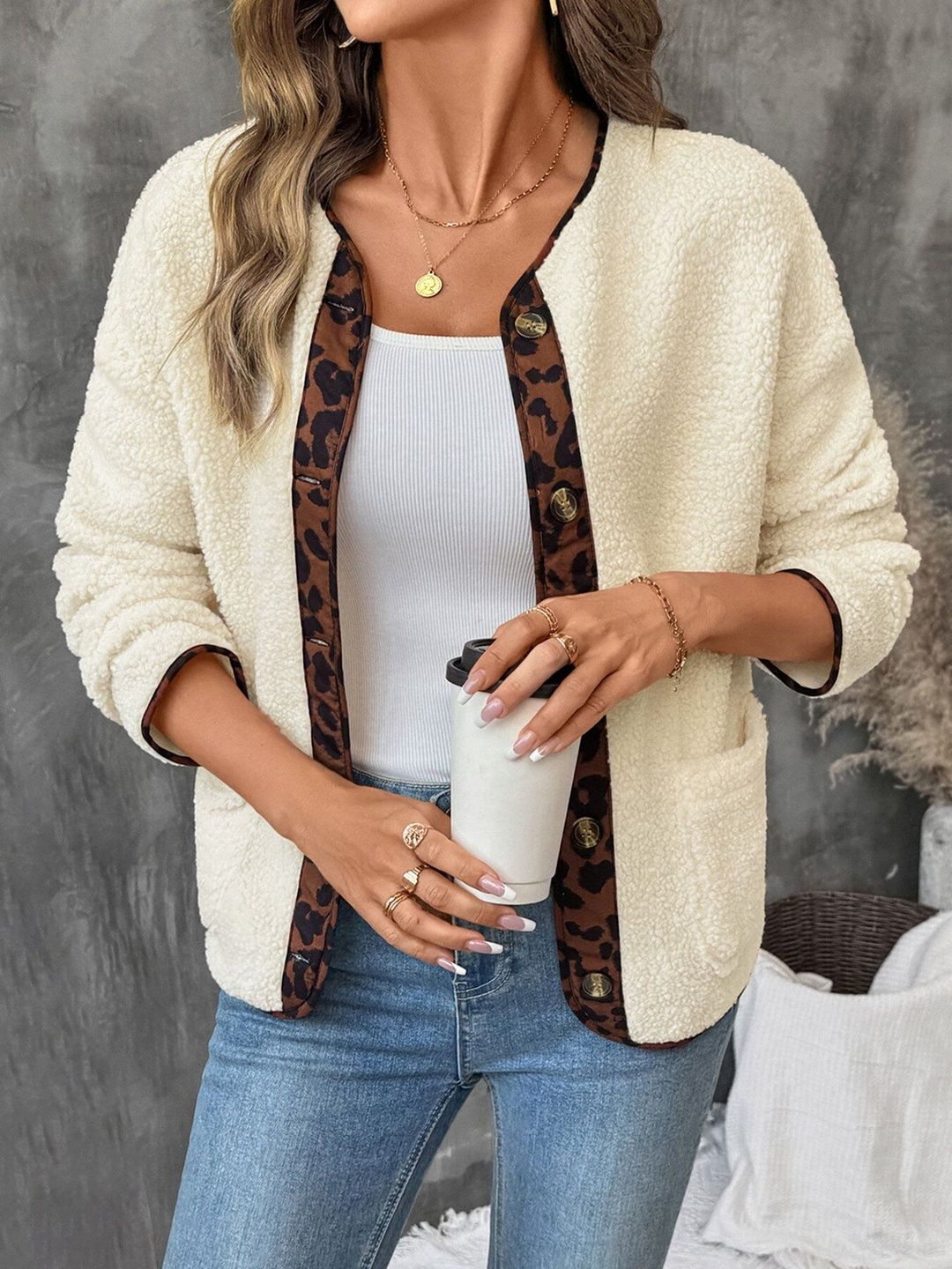 Colourblocked Lightweight Open Front Jacket - Nowi Korean Fashion
