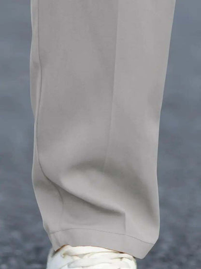 Men Straight Fit Wrinkle Free Pleated Trousers