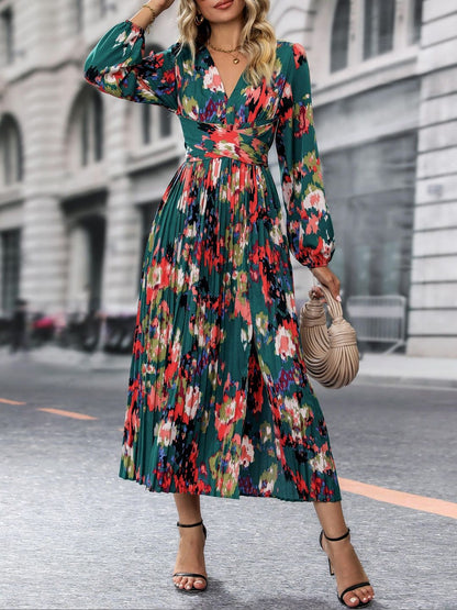 Women's Nowi Floral Midi Dress With Pleated Skirt