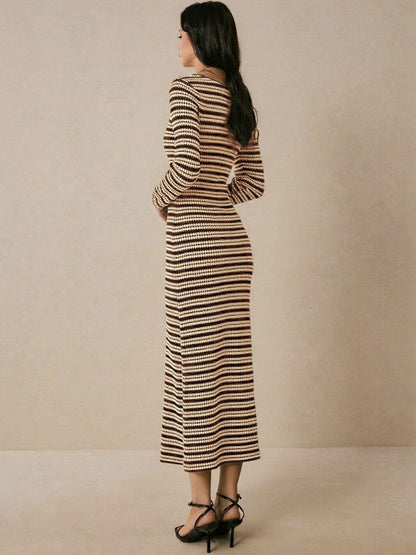 Striped Sheath Midi Dress