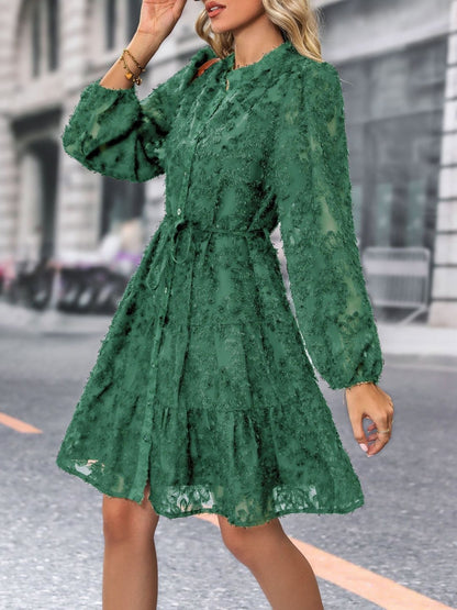 Women's Green Fit & Flare Dress Blend Printed