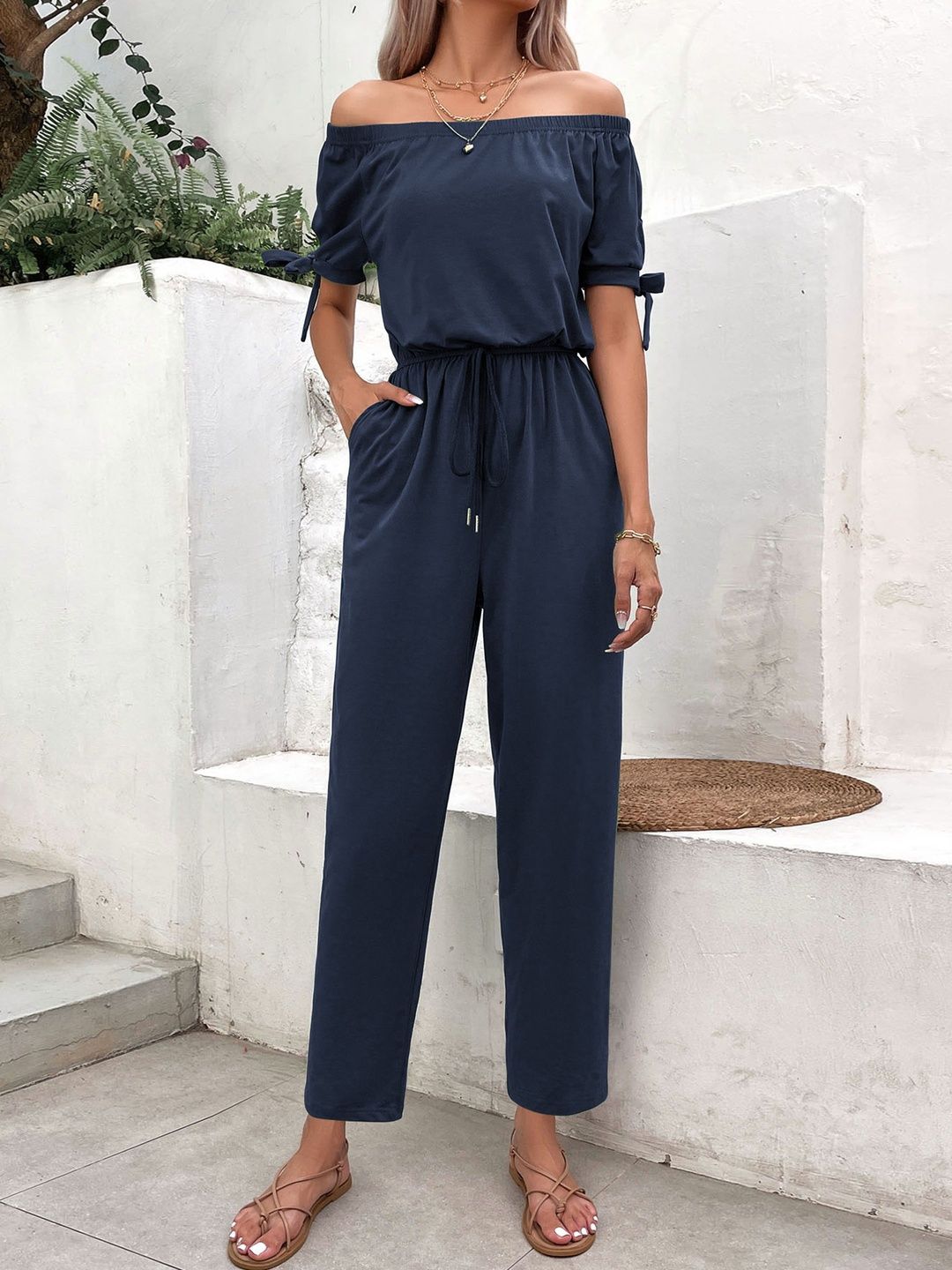 Off-Shoulder Basic Jumpsuit