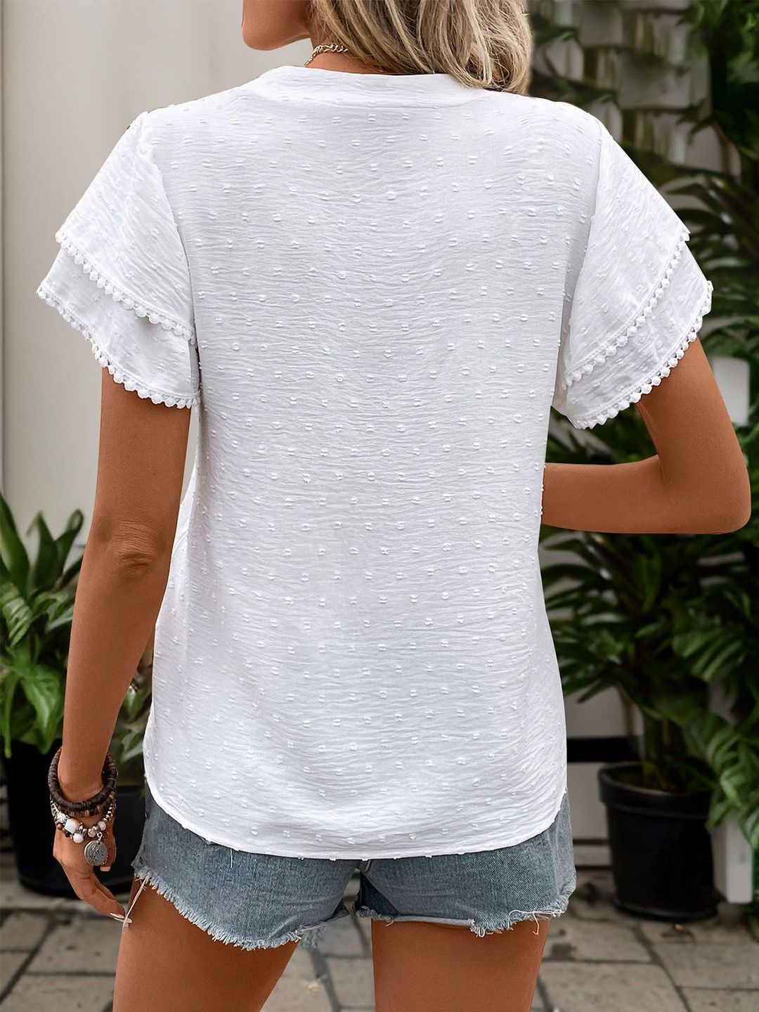 Flutter Sleeve Ruffles Cotton Top