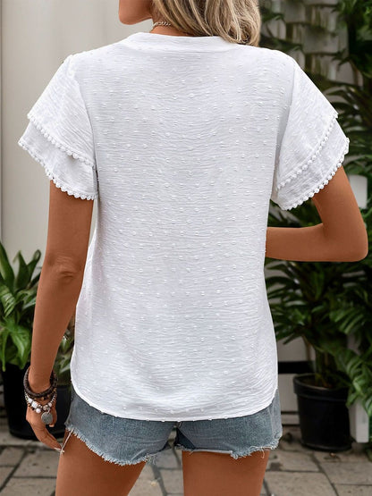 Flutter Sleeve Ruffles Cotton Top