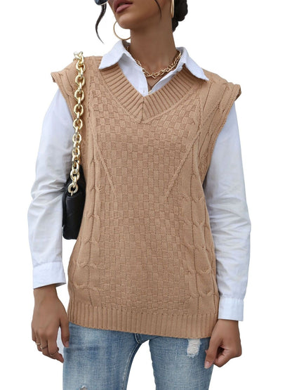 Women's Orange Nowi Women Cable Knit Sweater Vest