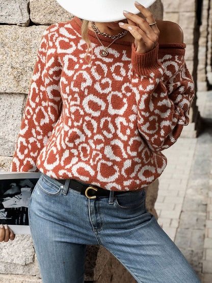 Women's Orange Animal Printed Pullover