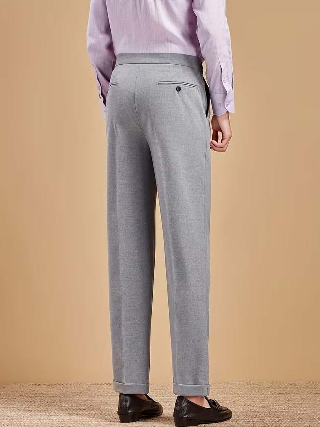 Men Straight Fit Wrinkle Free Pleated Trousers