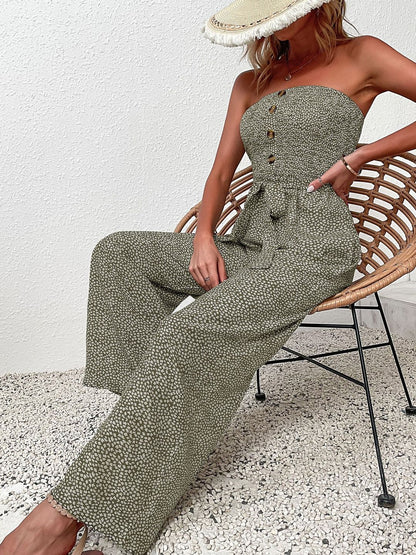 Strapless Printed Basic Jumpsuit