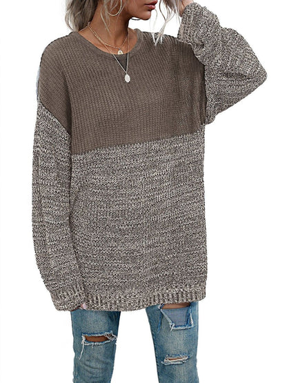 Women's Brown Colourblocked Pullover Blend Printed