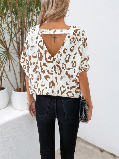 Animal Print Batwing Sleeve Top