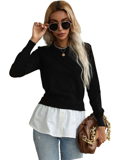 Women's Black Pullover Blend Printed Regular Fit